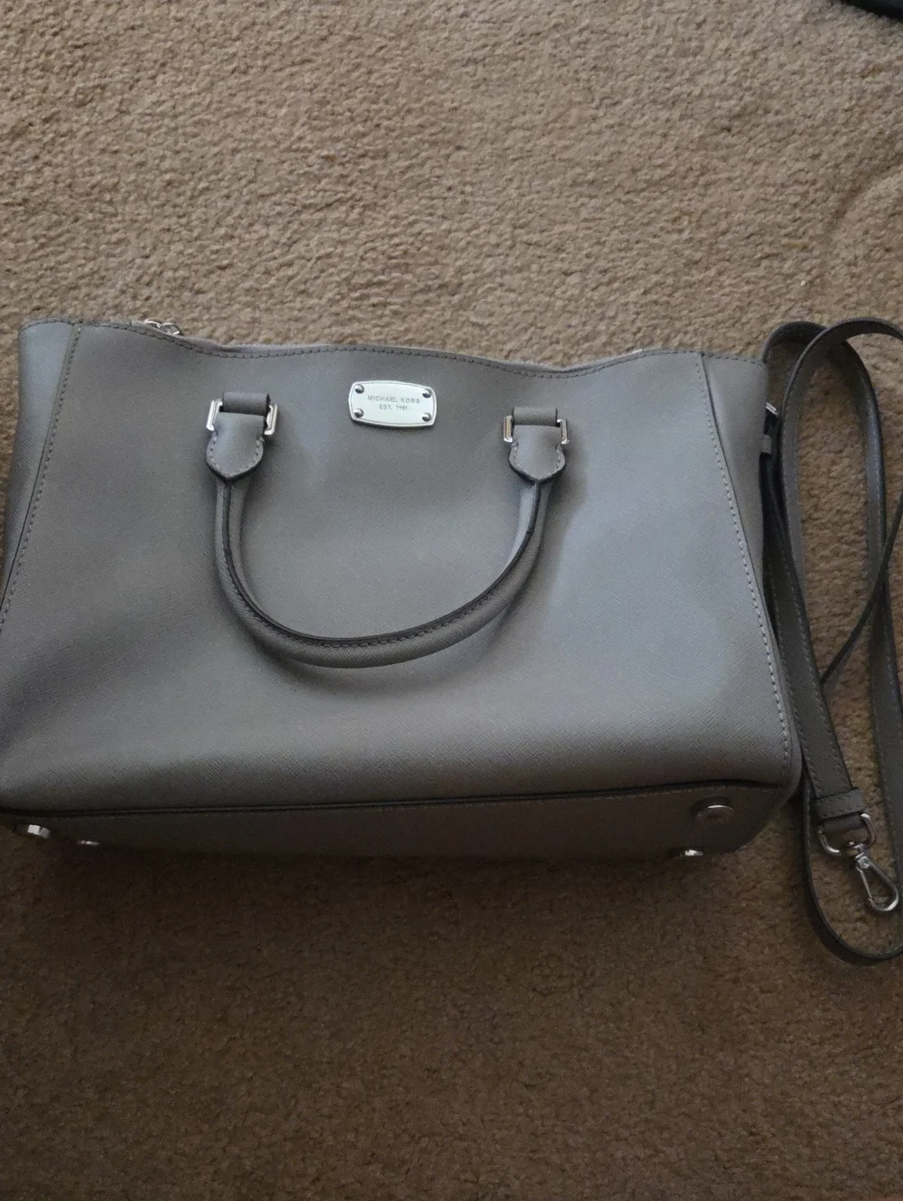 Michael Kors Taupe Saffiano Leather Satchel with Detachable Strap
